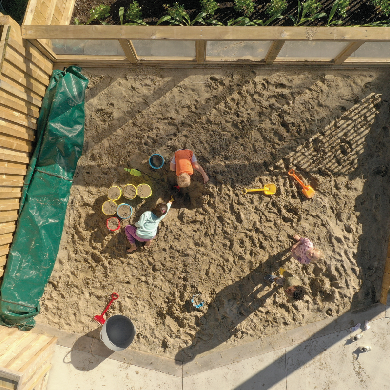 Children digging and playing in a sandpit